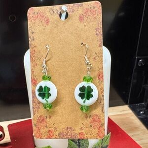 St. Patrick’s Day Green and White Clover Earrings 3/$22